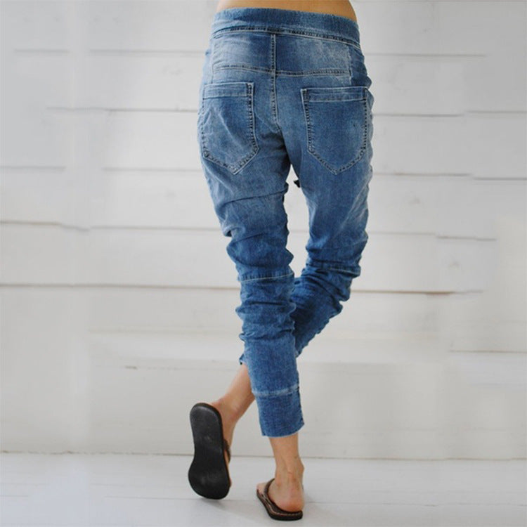 Damen Cargohose im lässigen Denim-Style mit Gummizug Stalluxe