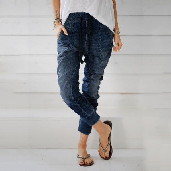 Damen Cargohose im lässigen Denim-Style mit Gummizug Stalluxe
