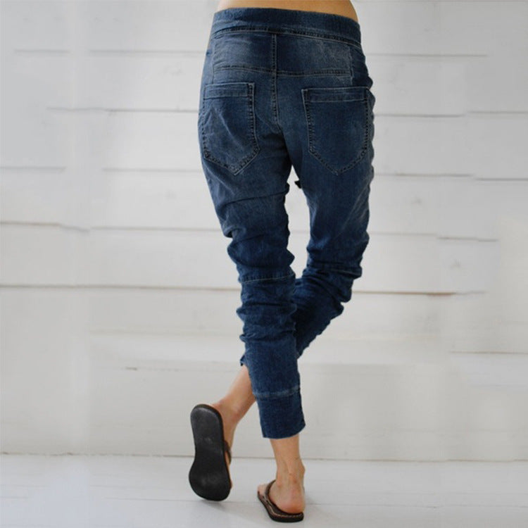 Damen Cargohose im lässigen Denim-Style mit Gummizug Stalluxe