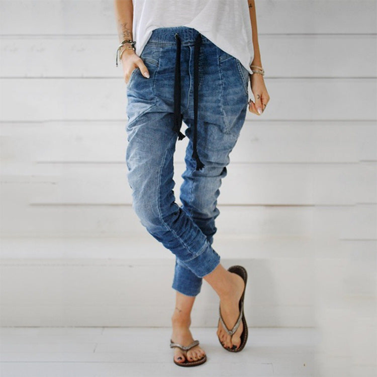 Damen Cargohose im lässigen Denim-Style mit Gummizug Stalluxe