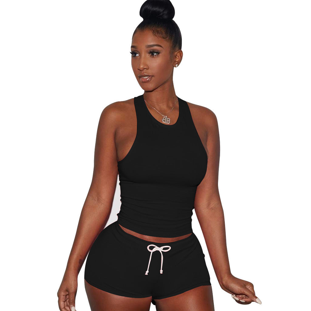 Damen Sportliches Kurzanzug-Set mit Racerback und Kordelzug Stalluxe