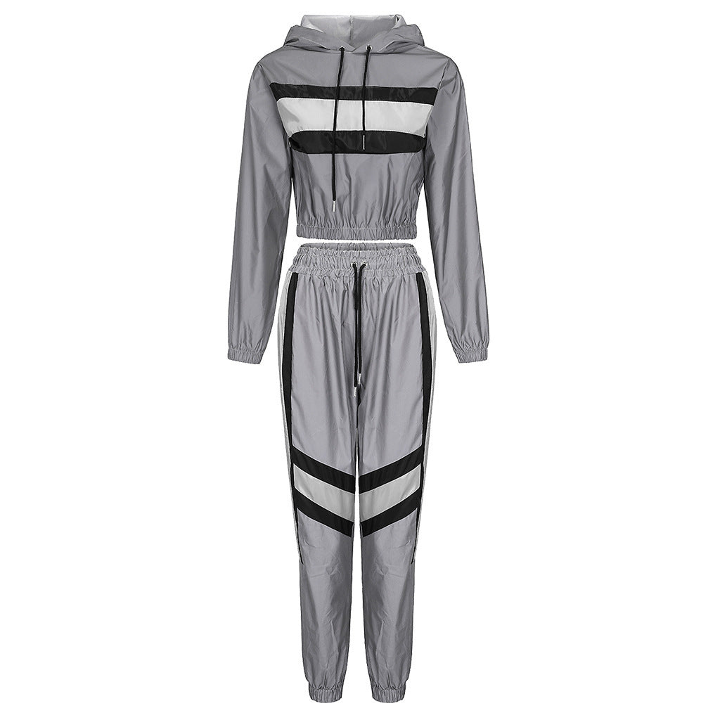 Damen Cropped Hoodie mit sportlichem Streifen-Design Stalluxe