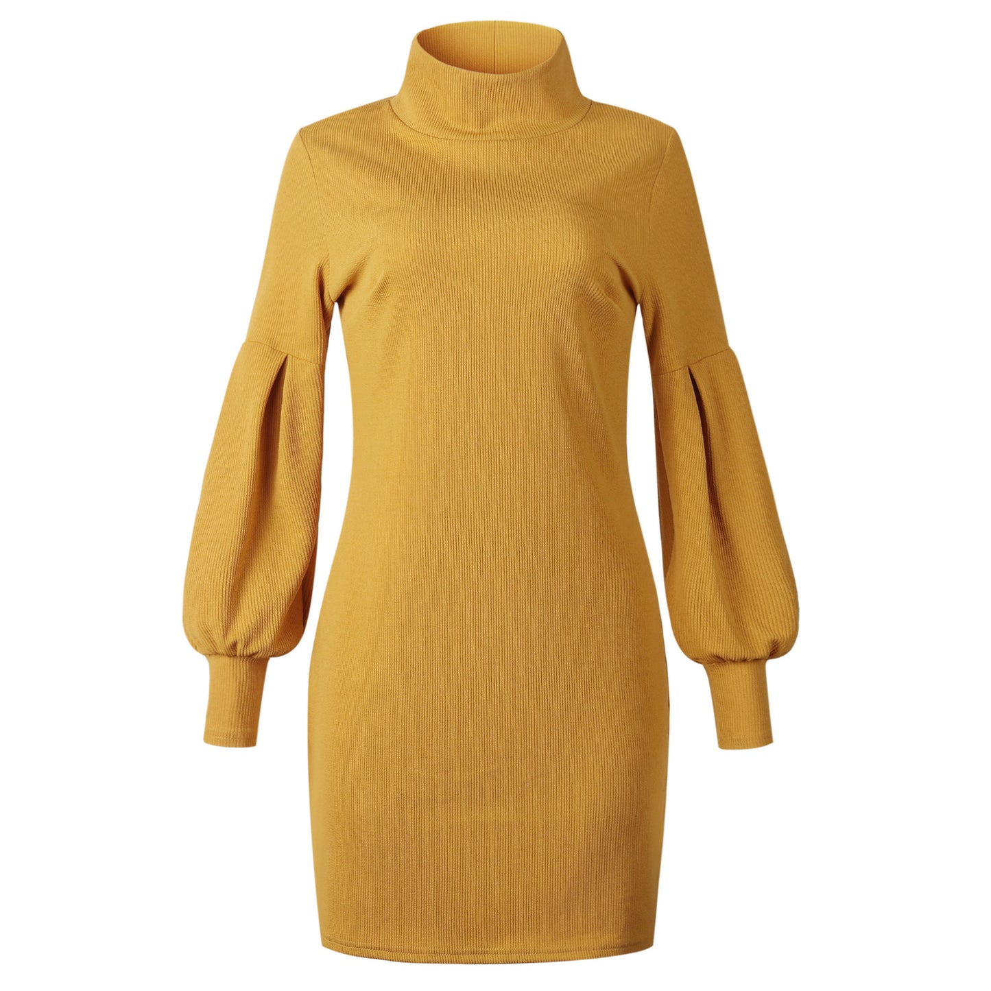 Damen Strickkleid mit hohem Kragen und voluminösen Ärmeln Stalluxe
