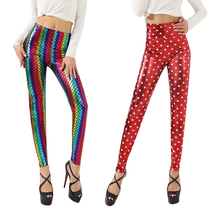 Damen Glänzende Leggings mit Sternenmuster Stalluxe