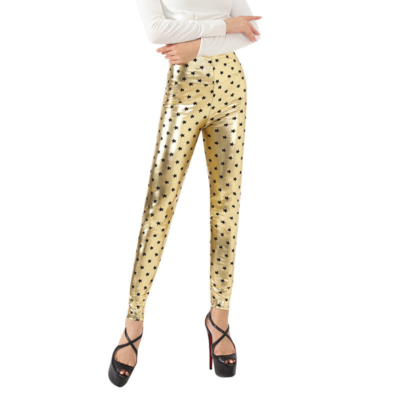 Damen Glänzende Leggings mit Sternenmuster Stalluxe