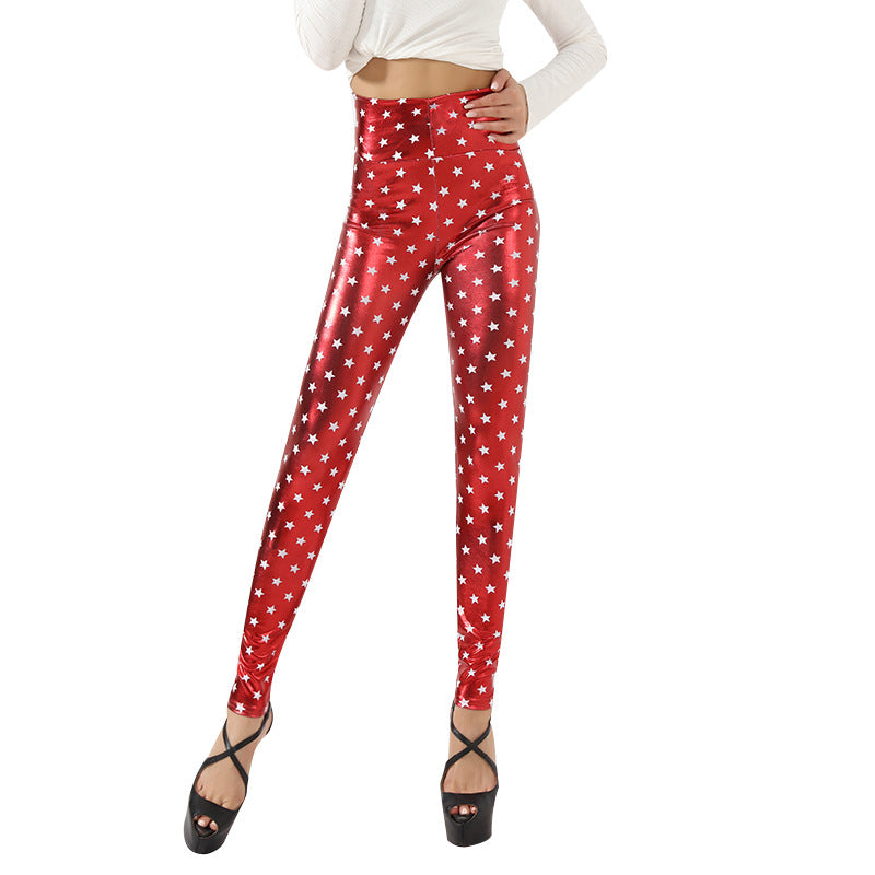 Damen Glänzende Leggings mit Sternenmuster Stalluxe