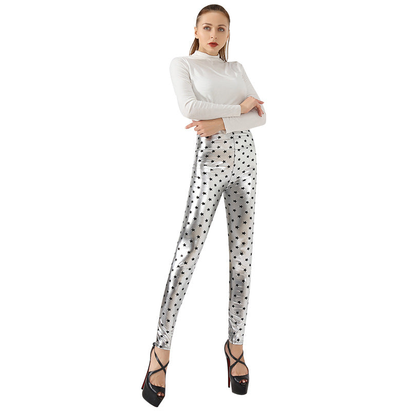 Damen Glänzende Leggings mit Sternenmuster Stalluxe