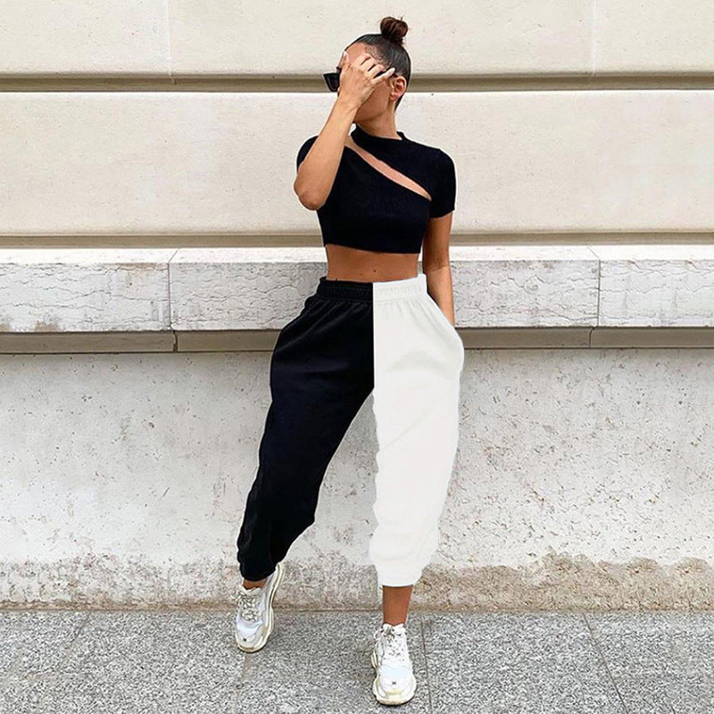 Damen Modische Jogginghose mit asymmetrischem Design und elastischem Bund Stalluxe