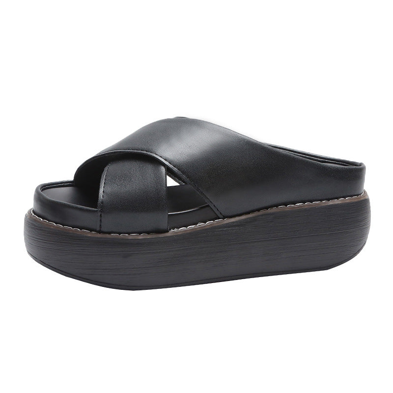 Damen Komfortable Plateau-Mules mit eleganter Riemenführung Stalluxe