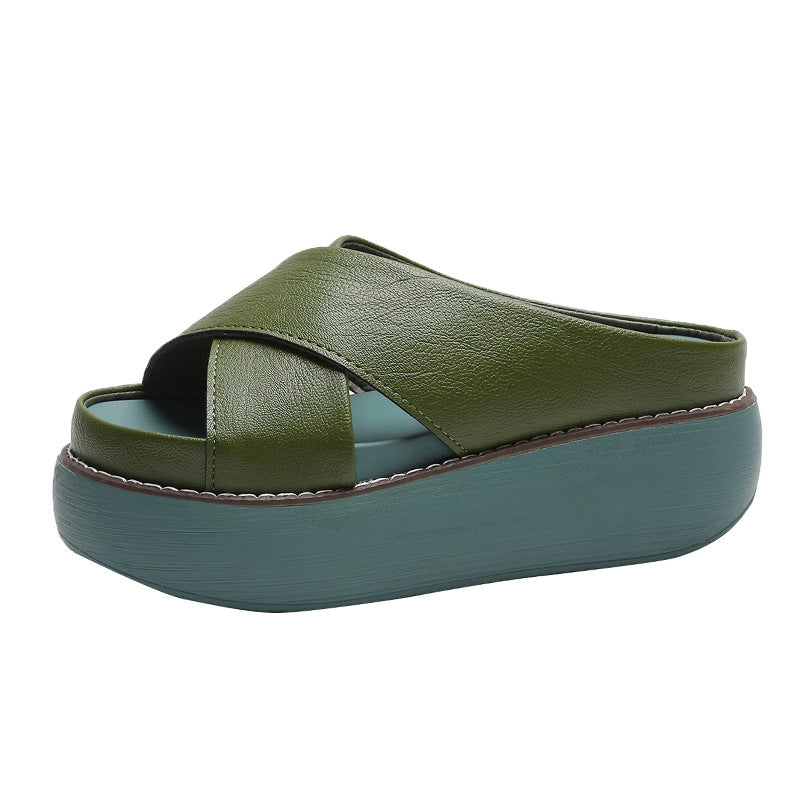 Damen Komfortable Plateau-Mules mit eleganter Riemenführung Stalluxe