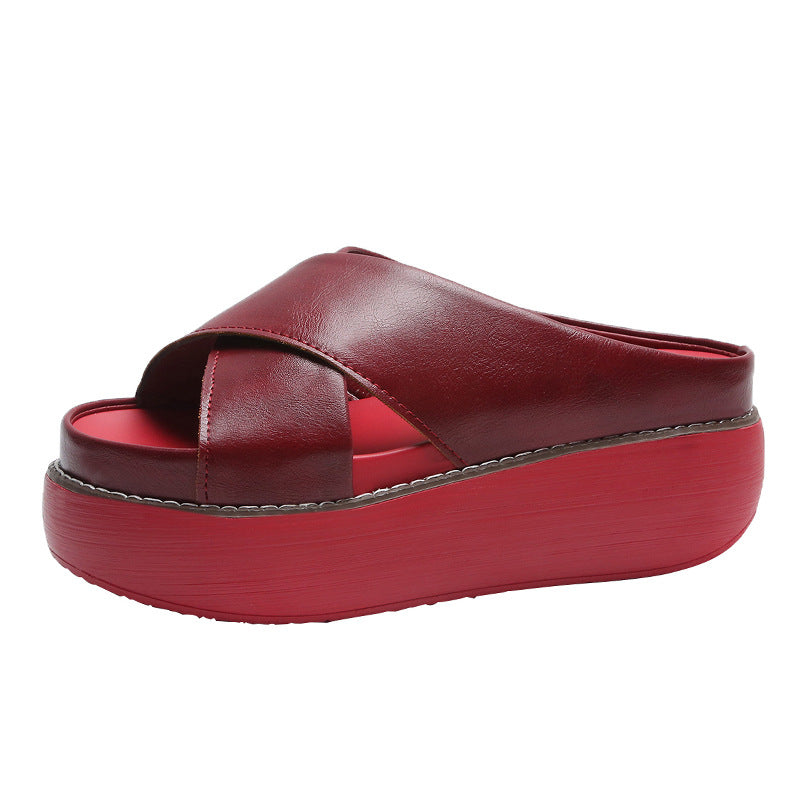 Damen Komfortable Plateau-Mules mit eleganter Riemenführung Stalluxe