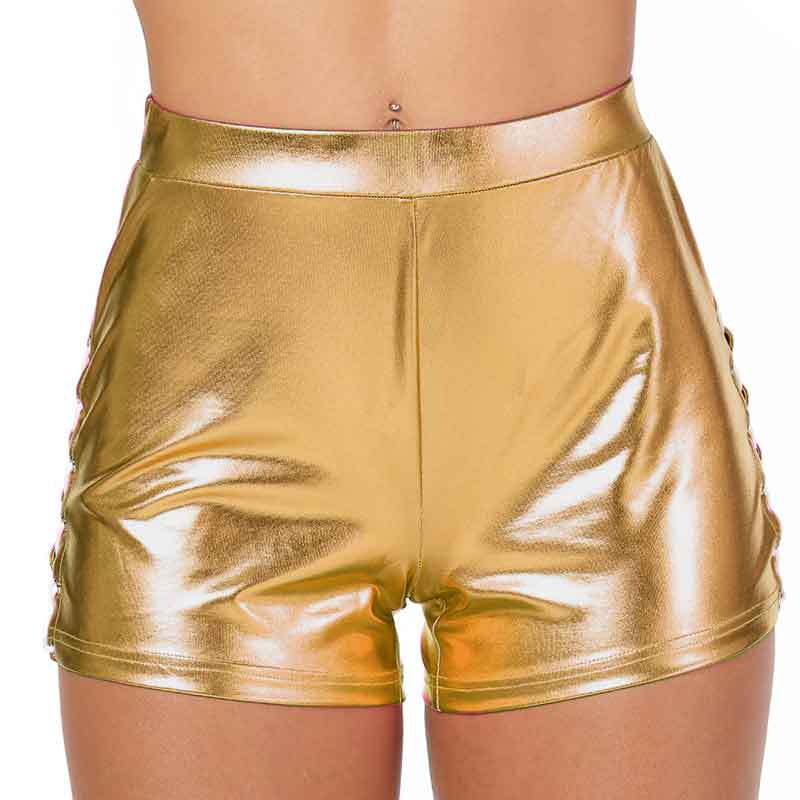 Damen Glänzende High-Waist Shorts Stalluxe