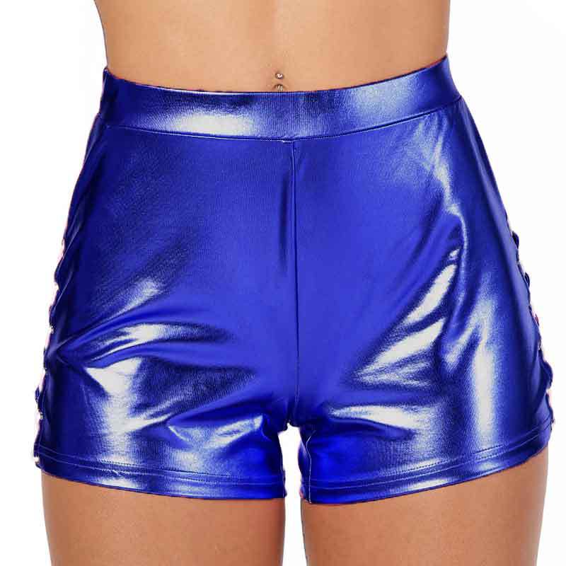 Damen Glänzende High-Waist Shorts Stalluxe