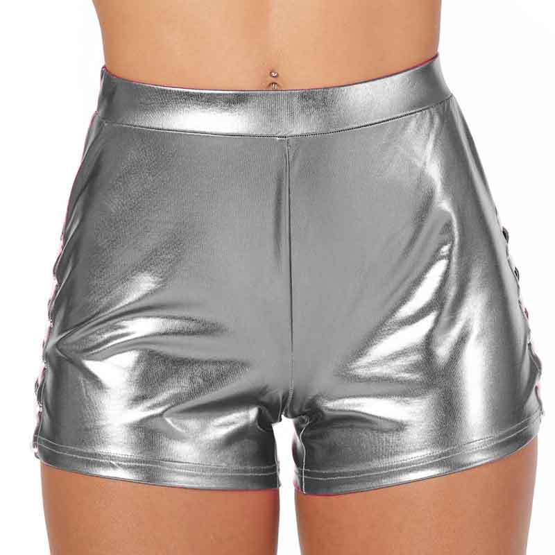 Damen Glänzende High-Waist Shorts Stalluxe
