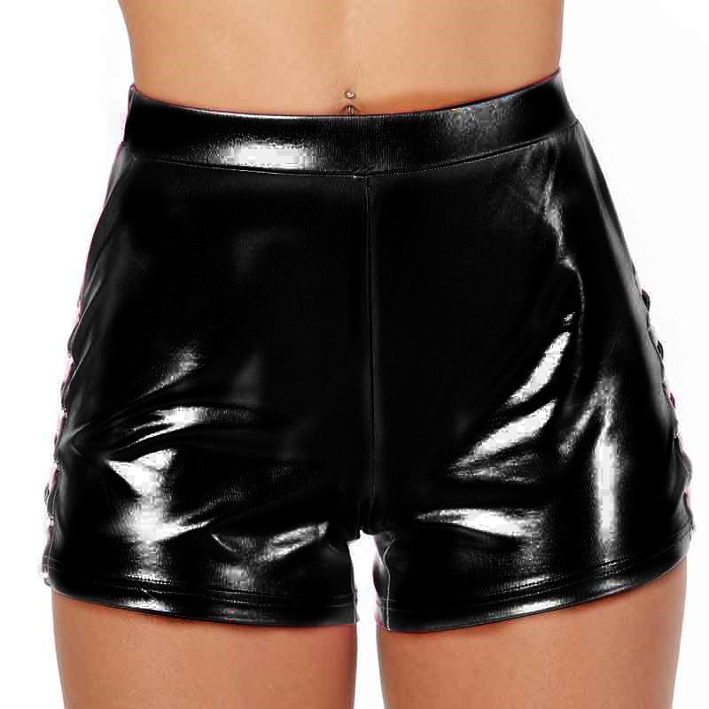 Damen Glänzende High-Waist Shorts Stalluxe