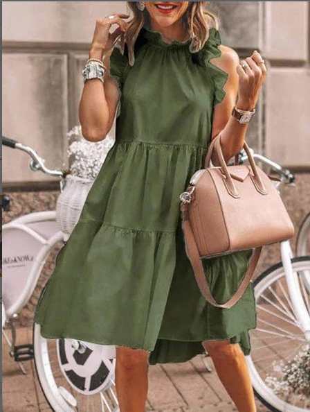 Damen verspieltes Sommerkleid mit Rüschendetails Stalluxe