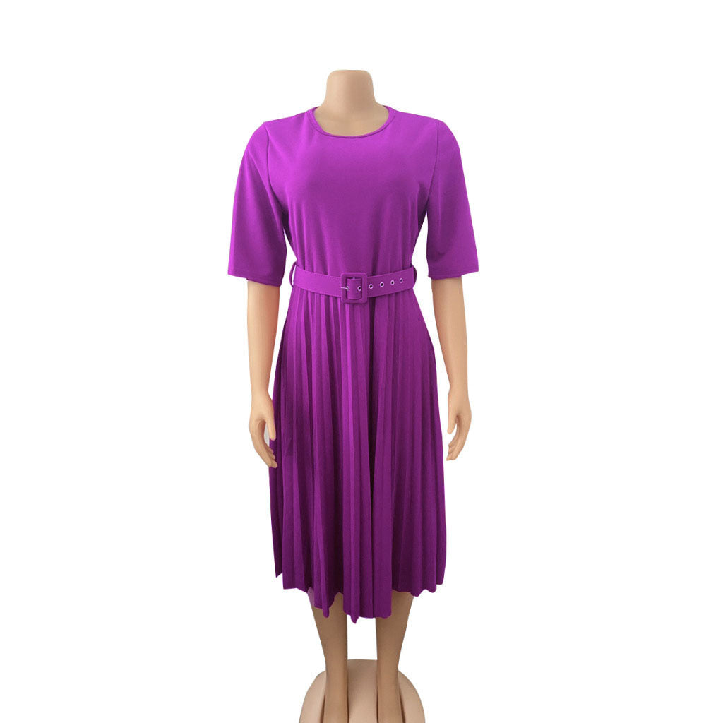 Damen Midi-Kleid mit figurschmeichelndem Gummizug und schickem Taillengürtel Stalluxe