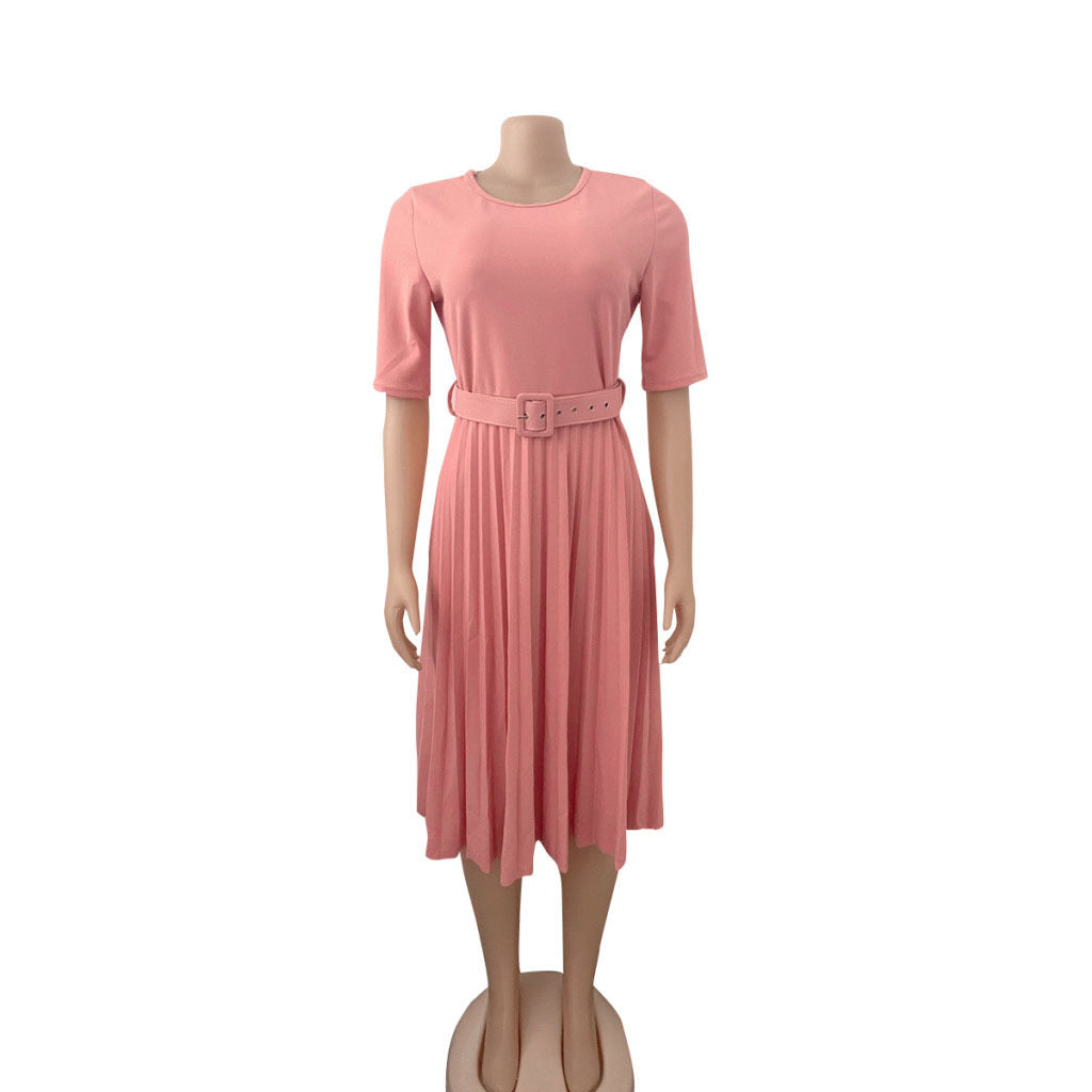 Damen Midi-Kleid mit figurschmeichelndem Gummizug und schickem Taillengürtel Stalluxe