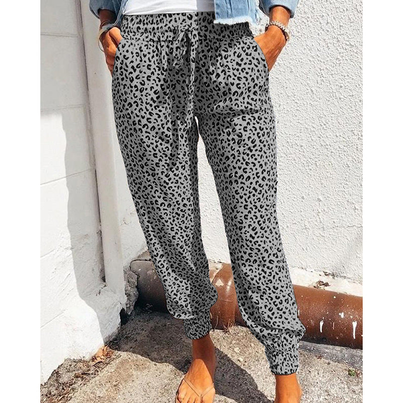 Damen Freizeithose im modernen Leo-Print mit elastischem Bund Stalluxe