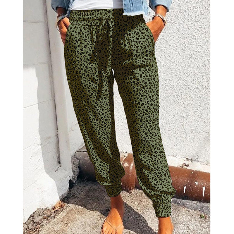 Damen Freizeithose im modernen Leo-Print mit elastischem Bund Stalluxe