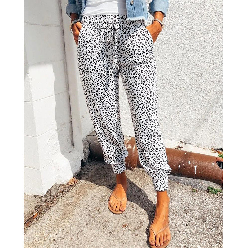 Damen Freizeithose im modernen Leo-Print mit elastischem Bund Stalluxe