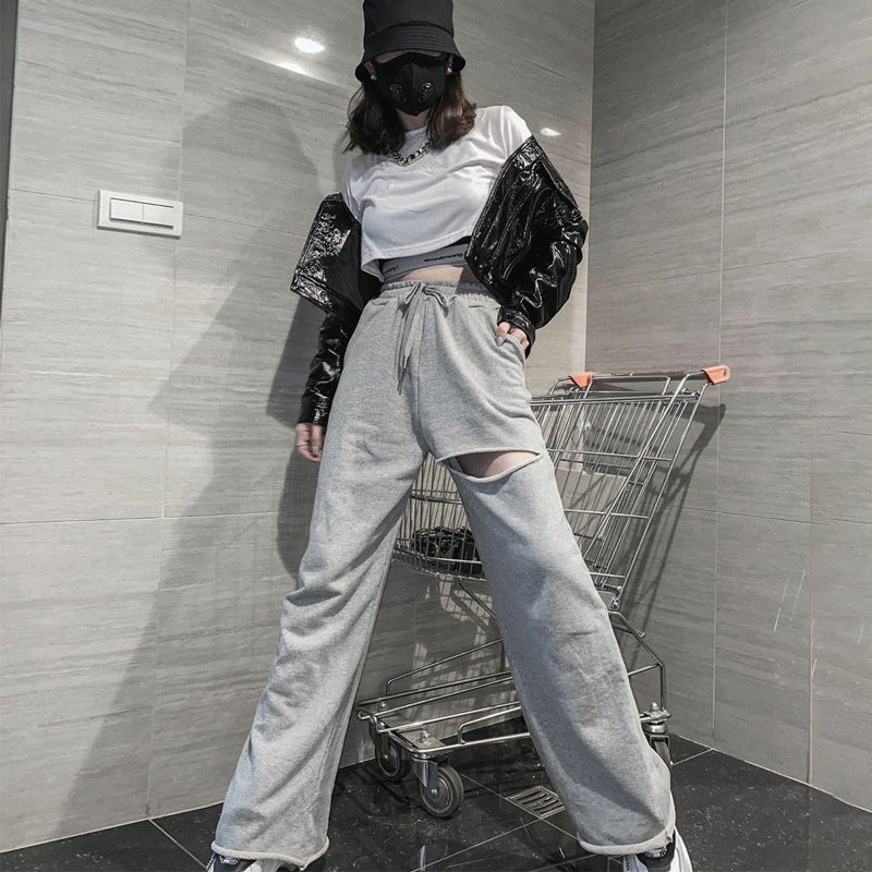 Damen Hochwertige Freizeithose mit modischen Riss-Details Stalluxe