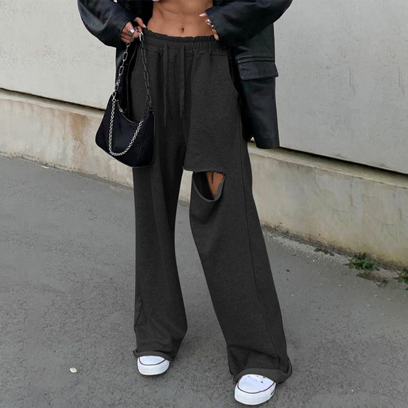 Damen Hochwertige Freizeithose mit modischen Riss-Details Stalluxe