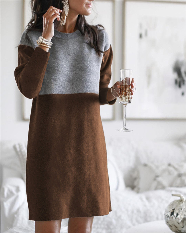 Damen Strickkleid mit Farbblockierung Stalluxe
