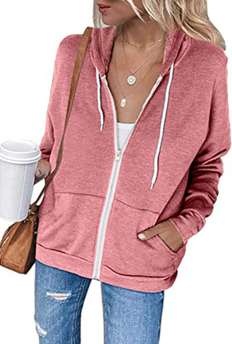 Damen lässige Kapuzenjacke mit praktischen Taschen und durchgehendem Reißverschluss Stalluxe