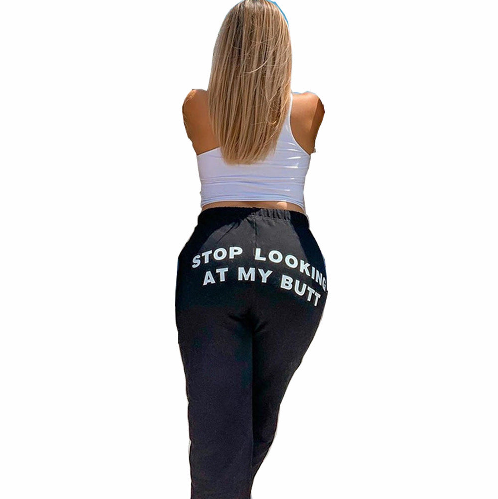 Damen Sportliche Freizeithose mit Statement Aufdruck Stalluxe