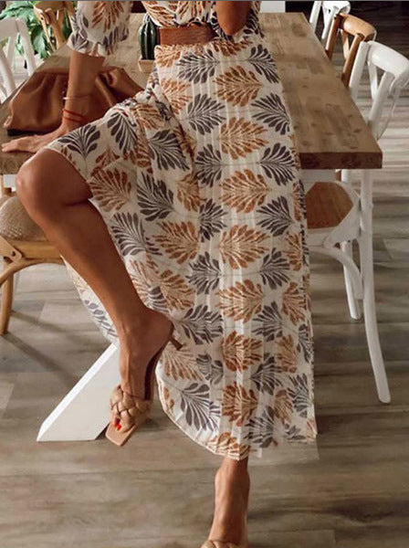 Damen Maxikleid mit botanischem Druck und eleganter Wickeloptik Stalluxe