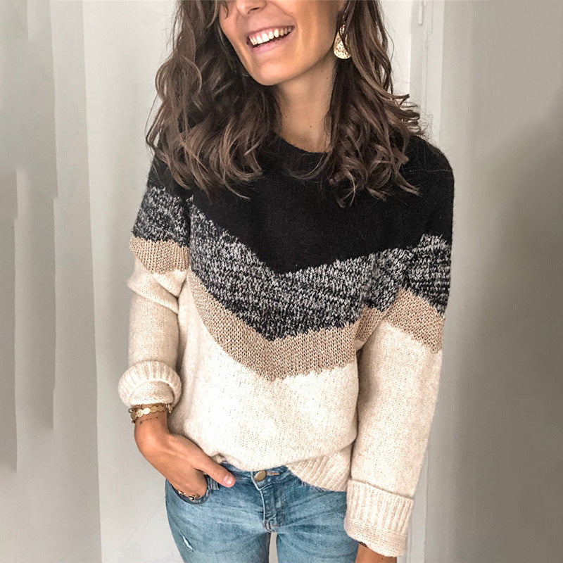 Damen moderner Strukturpullover mit geometrischem Design Stalluxe