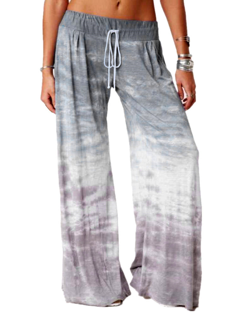 Damen weite Strandhose mit elastischem Bund und modischem Batikdesign Stalluxe