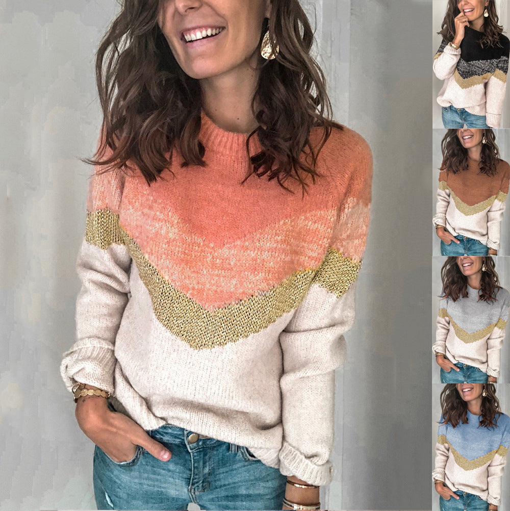 Damen moderner Strukturpullover mit geometrischem Design Stalluxe