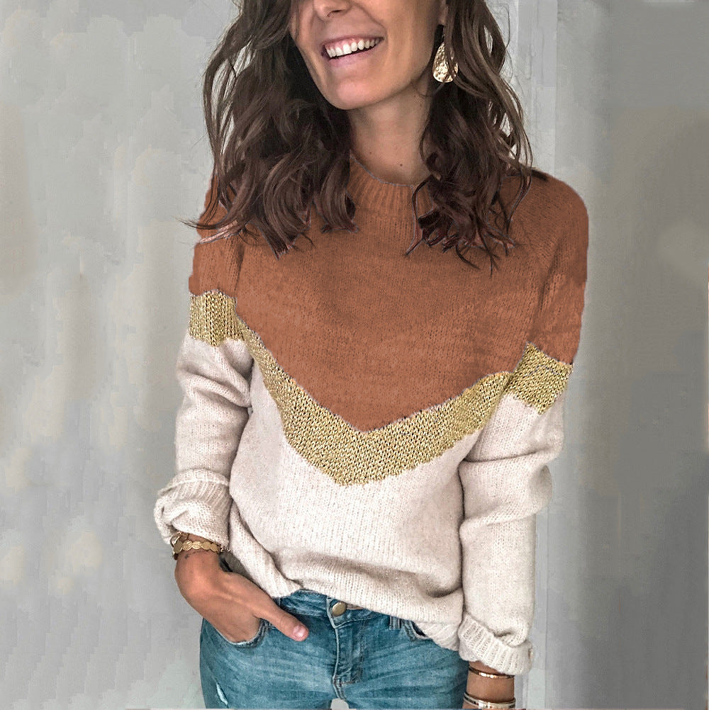 Damen moderner Strukturpullover mit geometrischem Design Stalluxe