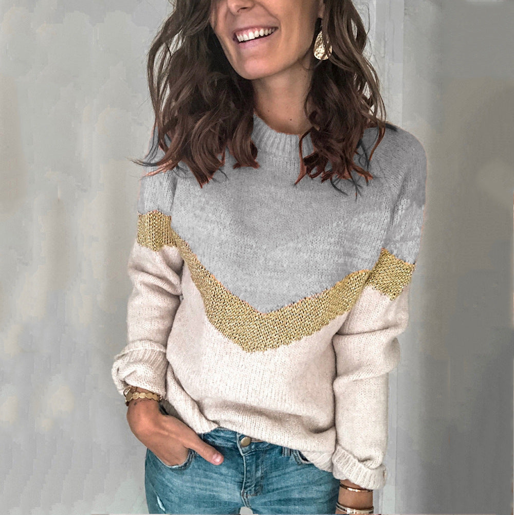 Damen moderner Strukturpullover mit geometrischem Design Stalluxe