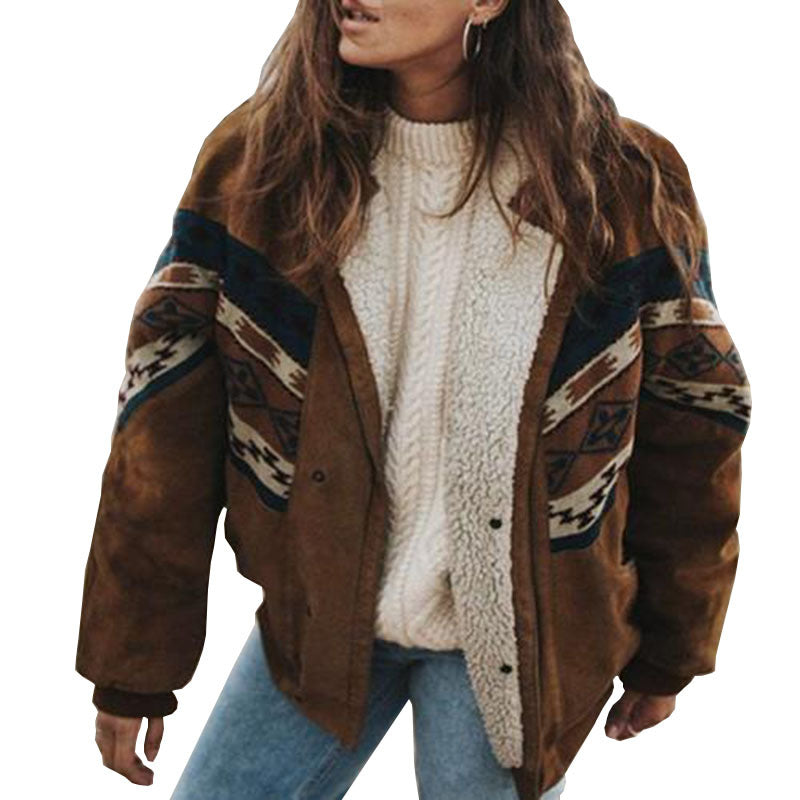 Damen Fleece-Jacke mit farbigen Mustern und warmem Innenfutter Stalluxe