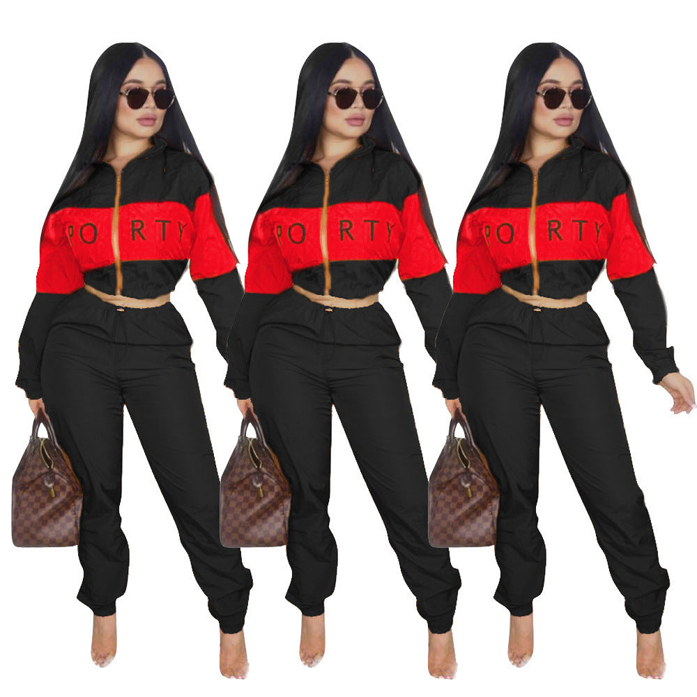 Damen sportliches Jogginganzug-Set mit Crop-Top und elastischem Bund Stalluxe