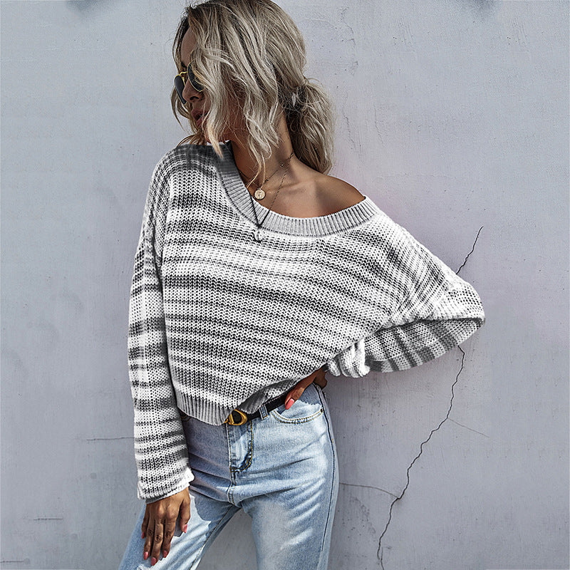 Damen lockerer Strickpullover mit XL-Schnitt und asymmetrischem Ausschnitt Stalluxe