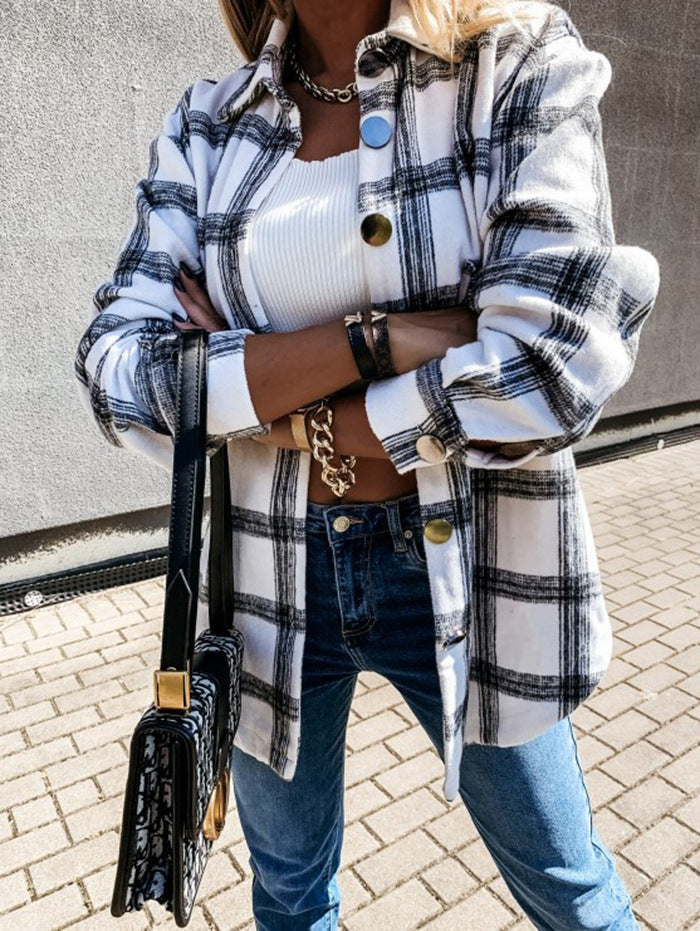 Damen Karierte Overshirt Jacke aus weichem Stoff Stalluxe