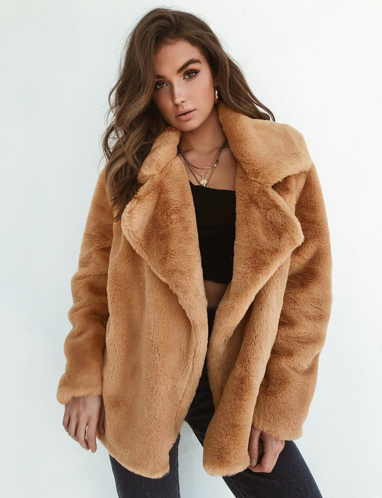 Damen Fleece-Mantel mit weitem Kragen und modischem Schnitt Stalluxe