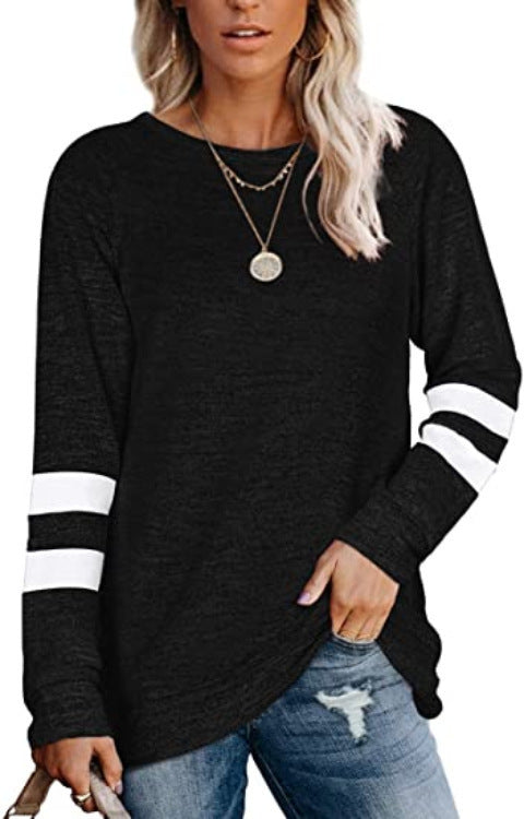 Damen lässiges Langarmshirt mit kontrastierenden Ärmeldetails Stalluxe