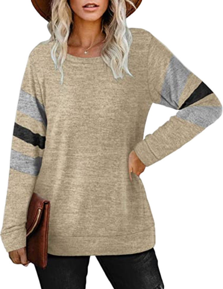 Damen lässiges Langarmshirt mit kontrastierenden Ärmeldetails Stalluxe