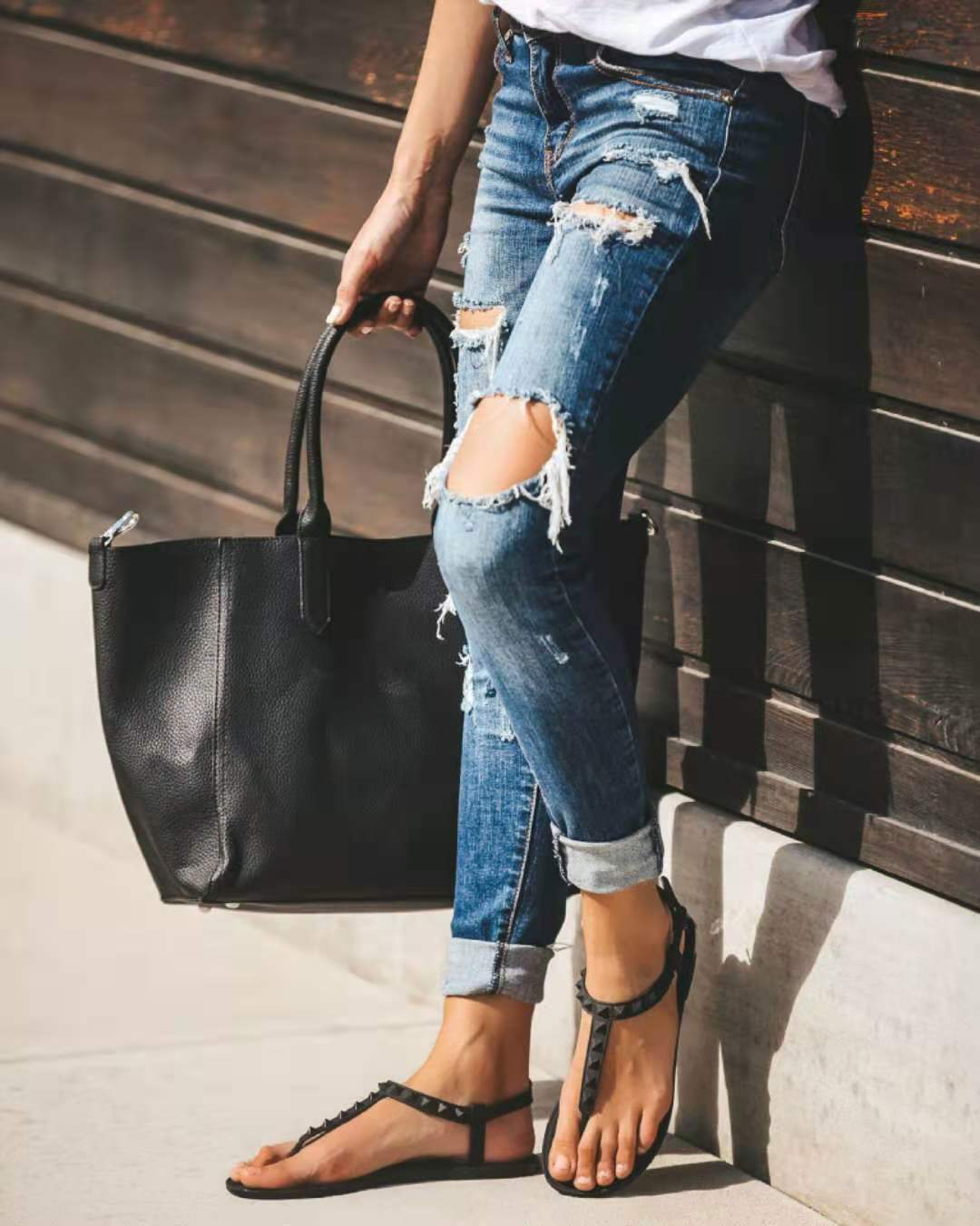 Damen Destroyed Denim Jeans Stalluxe
