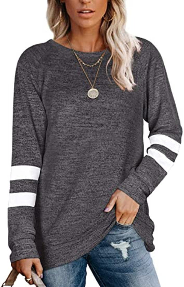 Damen lässiges Langarmshirt mit kontrastierenden Ärmeldetails Stalluxe