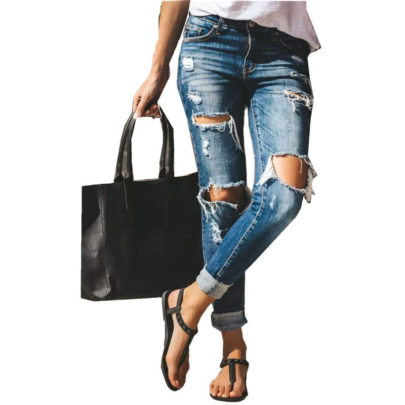 Damen Destroyed Denim Jeans Stalluxe