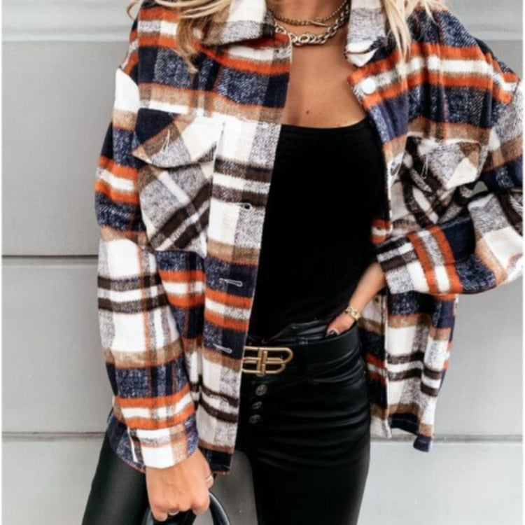 Damen Karierte Flanelljacke im oversized Schnitt Stalluxe