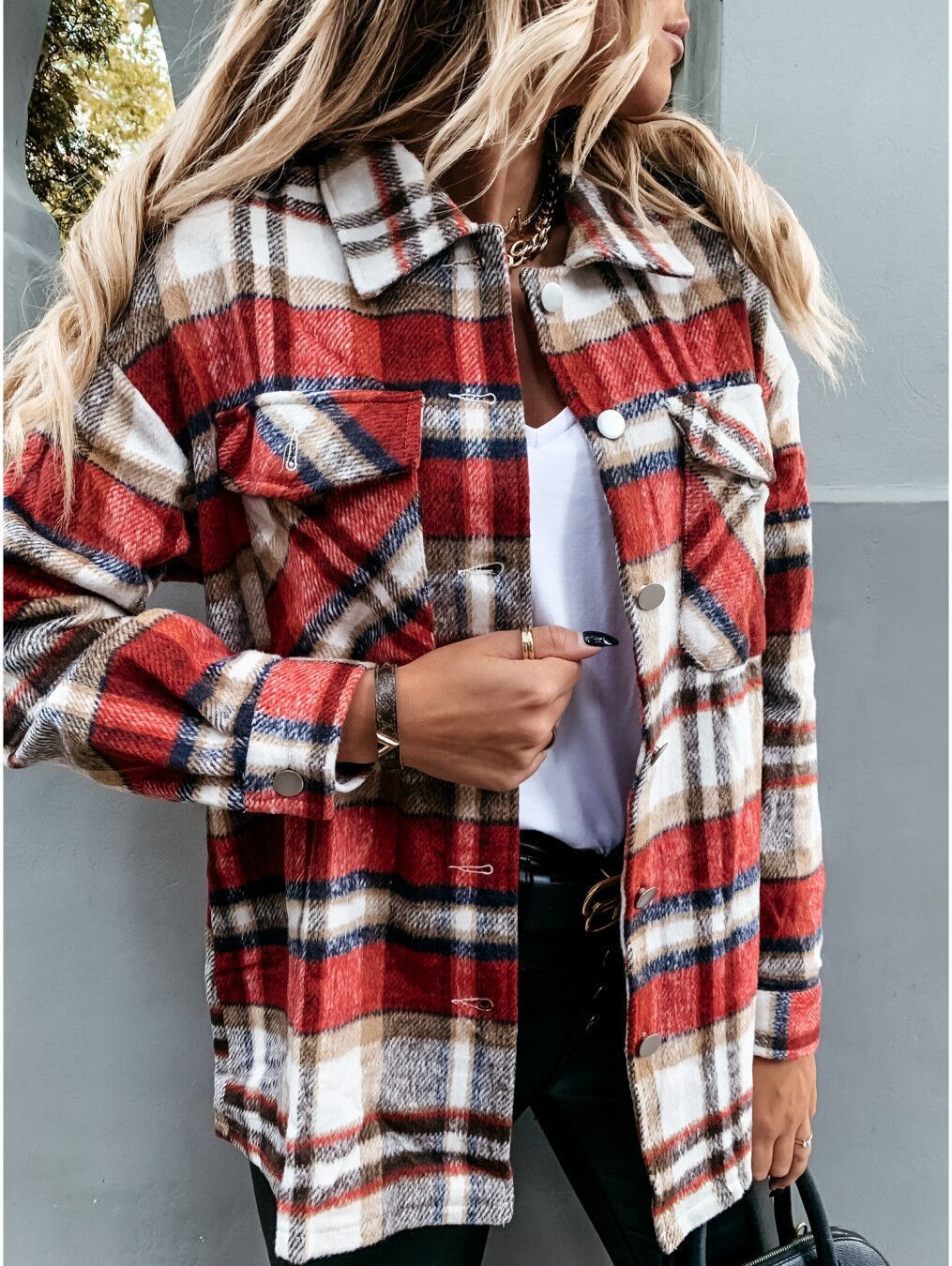 Damen Karierte Flanelljacke im oversized Schnitt Stalluxe