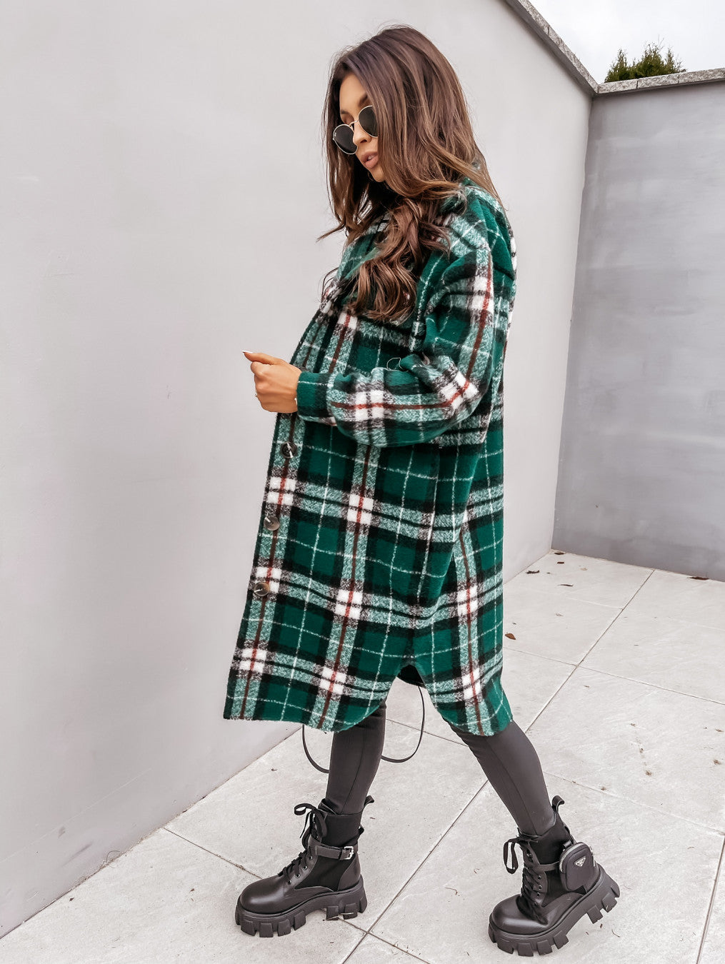 Damen Oversized Flanell-Hemdgrün Stalluxe
