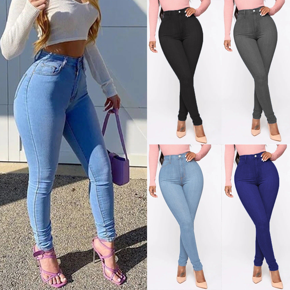 Damen Hoch geschnittene Skinny Jeans mit formenden Nähten Stalluxe
